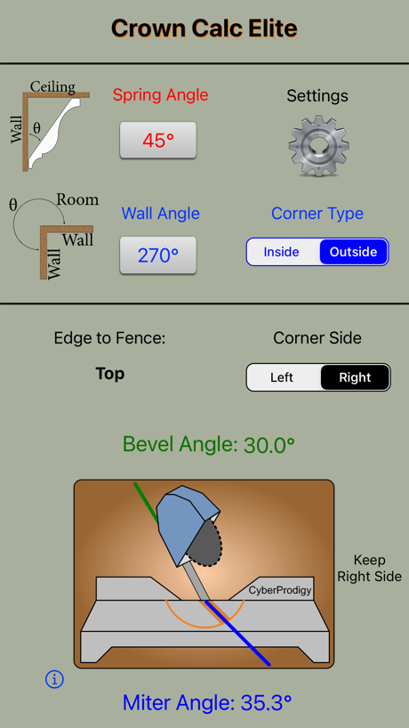 Crown Calc Elite running on a phone