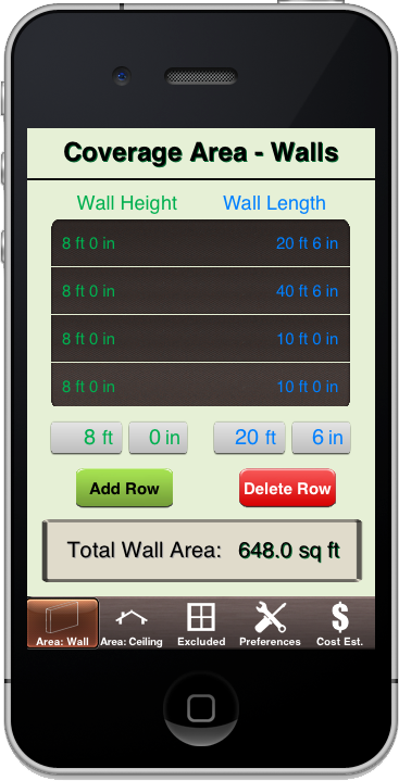 Drywall Calc Elite running on a phone